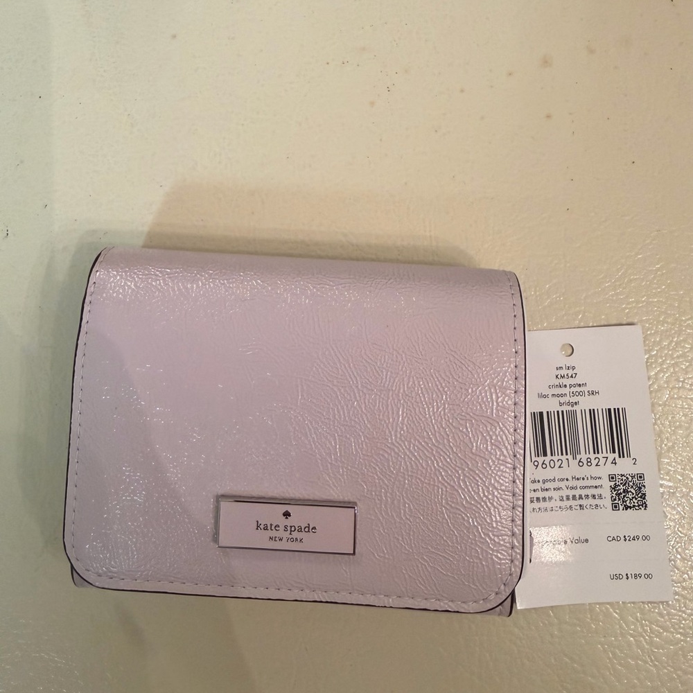 Kate Spade Bridget Crinkle Patent Small L-Zip Wallet-NWT